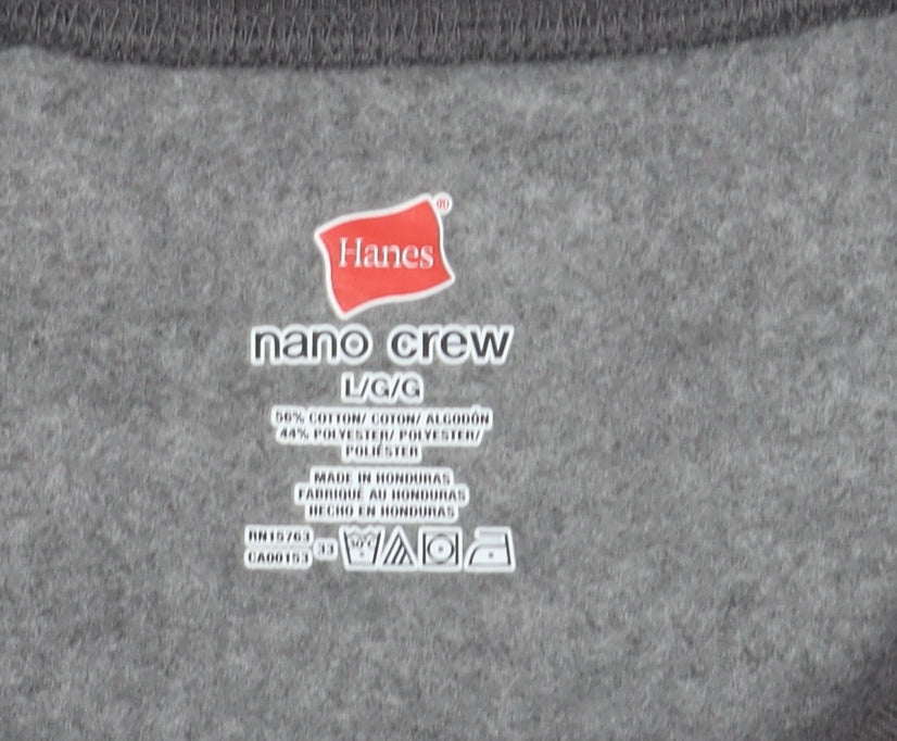 Hanes Men’s Grey College Logo Crew Neck Sweatshirt L