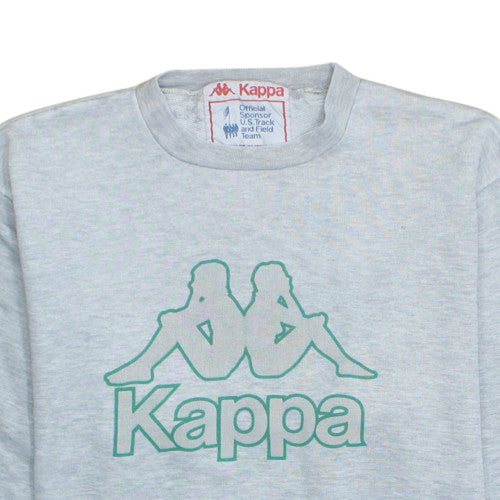 Kappa Men's Grey Pullover Sweatshirt L Vintage Crew Neck Sports Logo