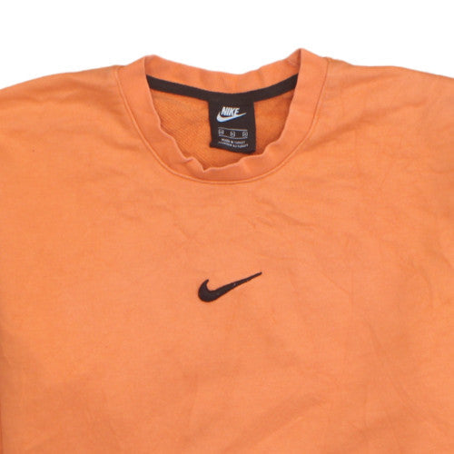 Nike Mens Orange Crew Neck Sweatshirt Size M Cotton Pullover