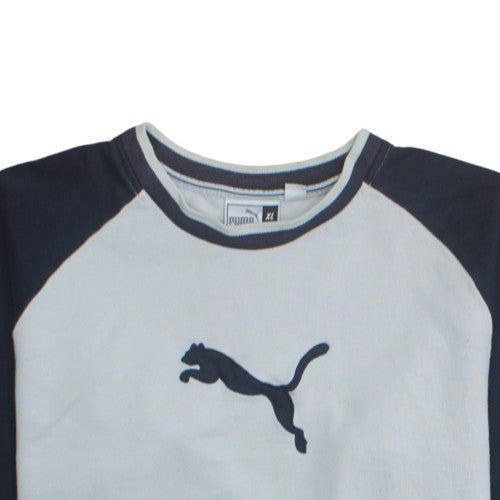 Puma Men’s White Navy XL Pullover Sweatshirt Graphic Logo Fleece
