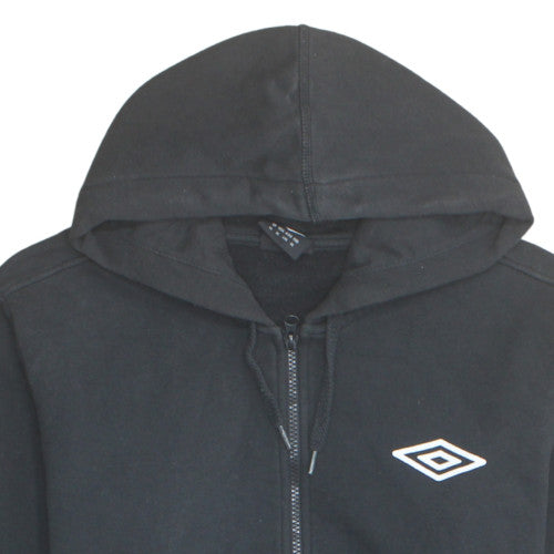 Umbro Men Black XL Full Zip Hoodie with Logo Detail