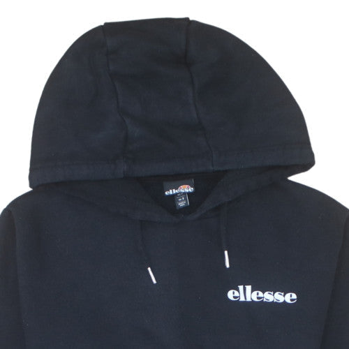 Ellesse Womens Black Cropped Pullover Hoodie UK 8 Cotton Blend