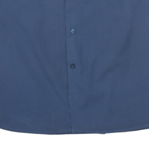 Calvin Klein Men's Blue Slim Fit Short Sleeve Cotton Shirt M