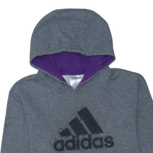 Adidas Men's Grey Hoodie Medium Pullover Logo Cotton Blend