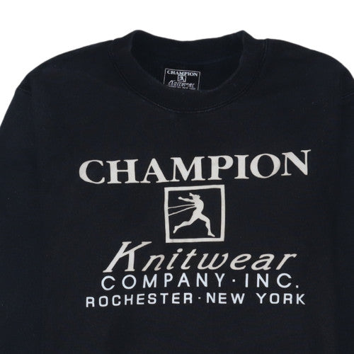 Champion Men’s Black Pullover Sweatshirt S Retro Embroidered Logo