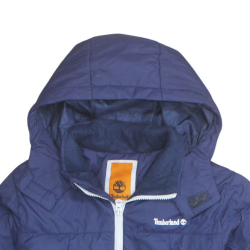 Timberland Boys Blue Hooded Puffer Jacket Size 12 Years Winter Coat