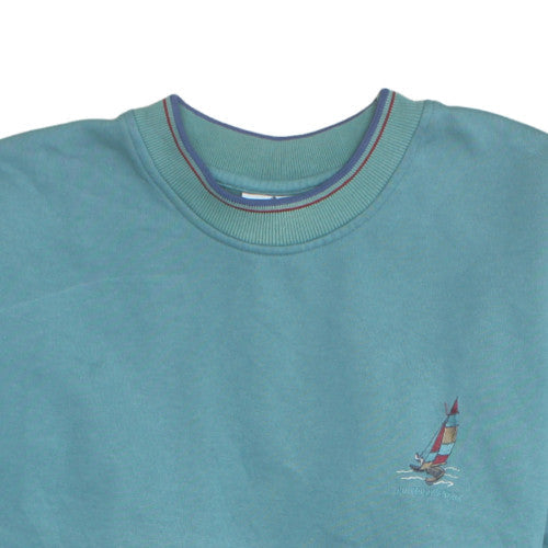Bounded Waters Mens Blue Nautical Embroidered Sweatshirt L