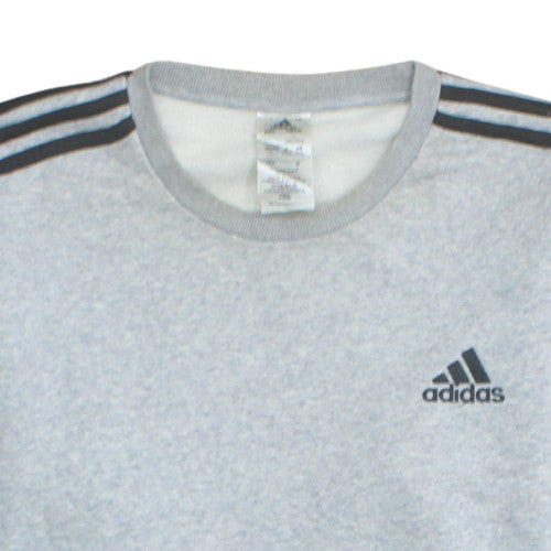 Adidas Mens Grey Pullover Sweatshirt L Crew Neck Fleece Sports Top