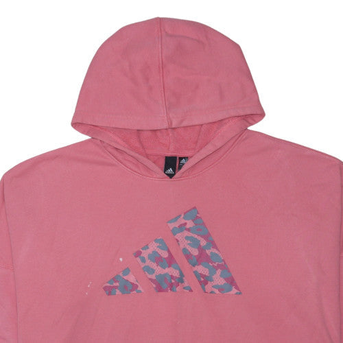 Adidas Womens Pink Hooded Pullover Sweatshirt Size 16 L 100% Cotton
