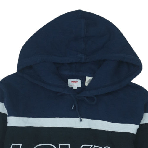 Levi's Men's Blue Pullover Hoodie Small Logo Print Cotton Blend