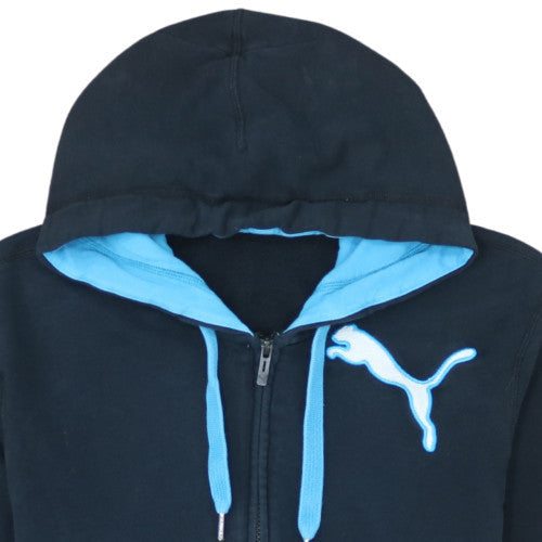 Puma Men's Black Full Zip Hoodie Size M with Blue Lining