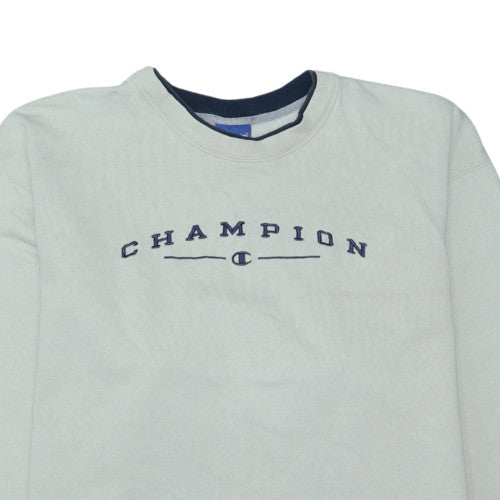 Champion Mens Beige XL Crew Neck Embroidered Logo Sweatshirt
