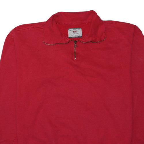 Levi’s Men’s Red 1/2 Zip Logo Sweatshirt Medium Retro Style