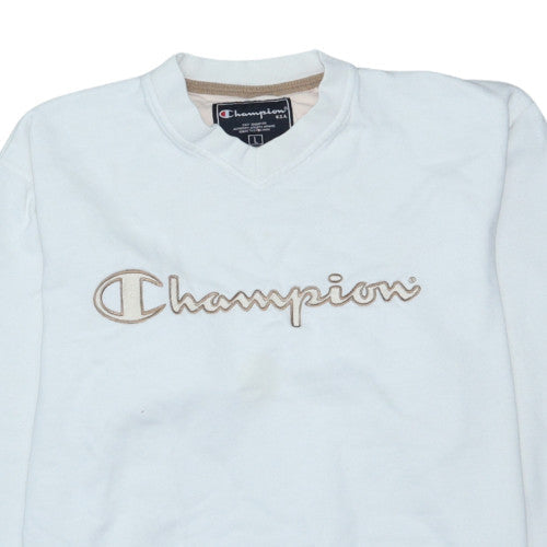 Champion Women's White Pullover Sweatshirt L Embroidered Logo