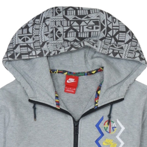 Nike Men's Grey Full Zip Hoodie Size S Sports Retro Style