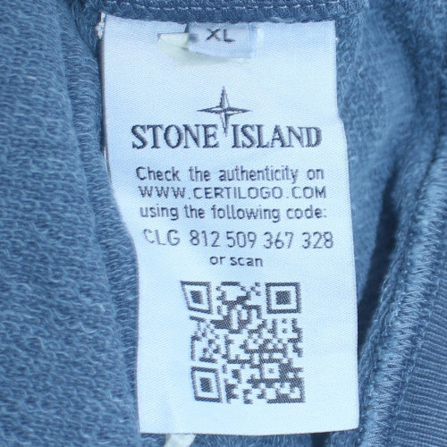 Stone Island Men Blue XL Cotton Crew Neck Logo Sweatshirt