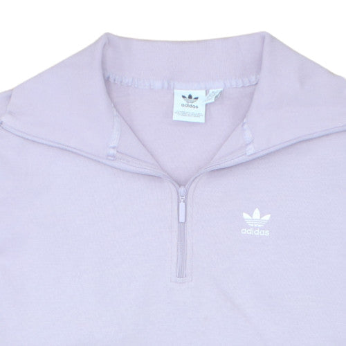 Adidas Women Lilac 1/2 Zip Sweatshirt Size 8 Classic Logo Pullover