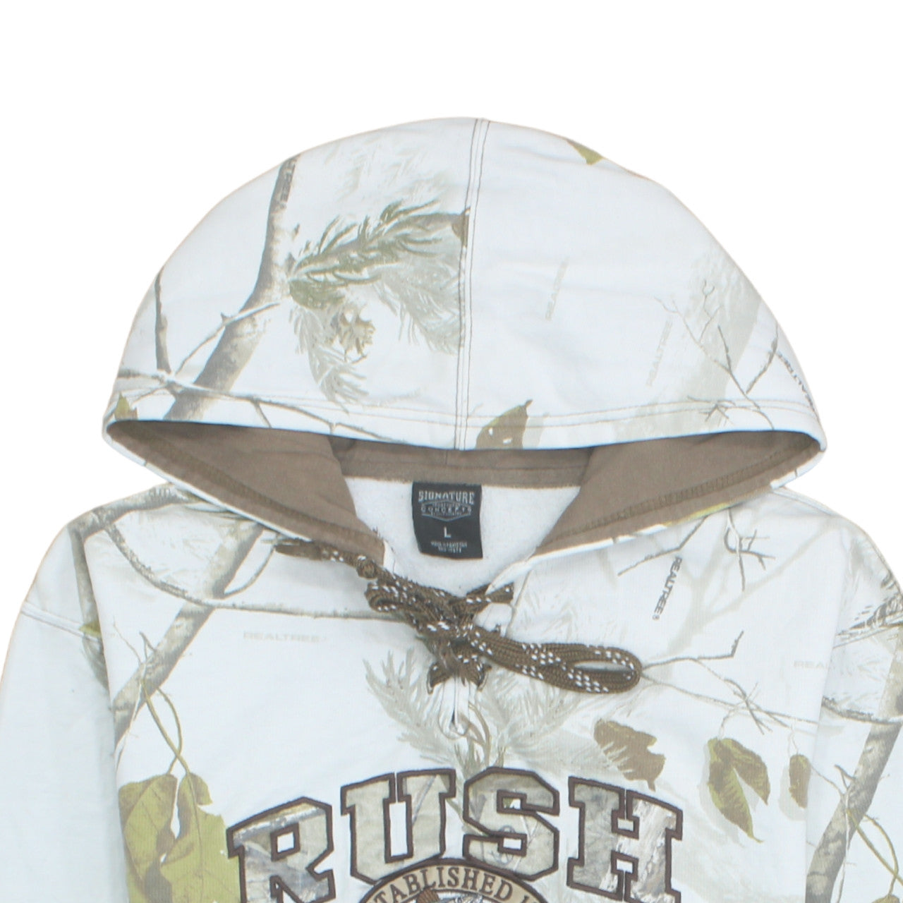 Signature Sportswear Mens White Camo Hoodie L Pullover Hunting Style