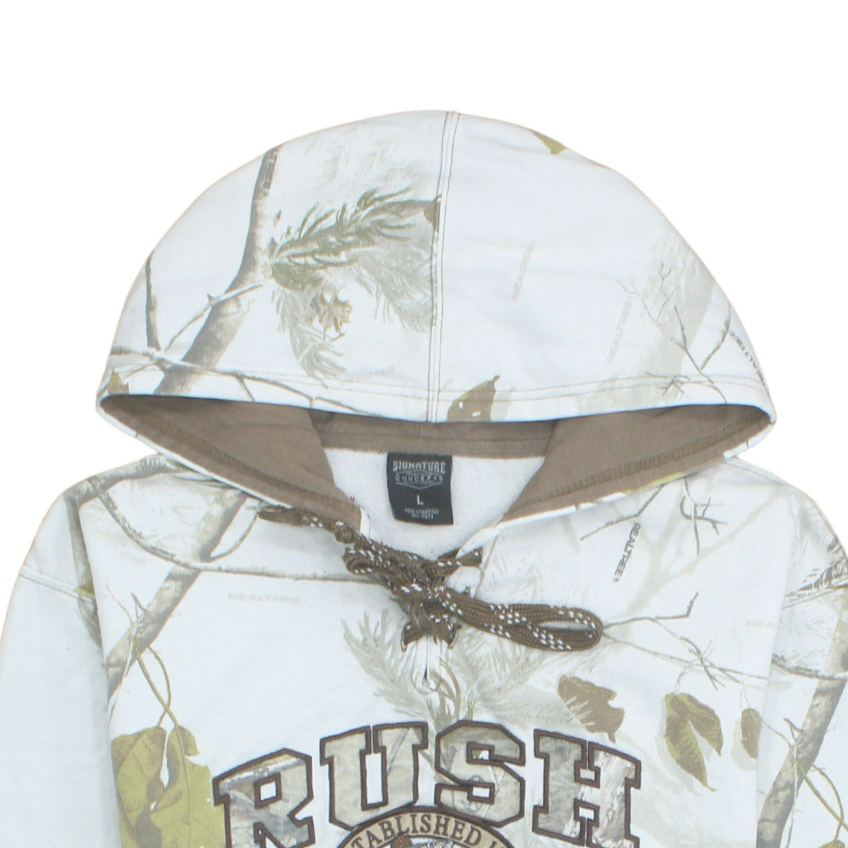 Signature Sportswear Mens White Camo Hoodie L Pullover Hunting Style