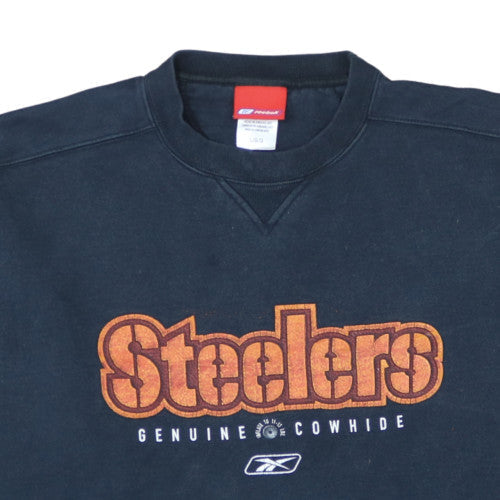 Reebok Mens Black Steelers Graphic Crew Neck Sweatshirt L
