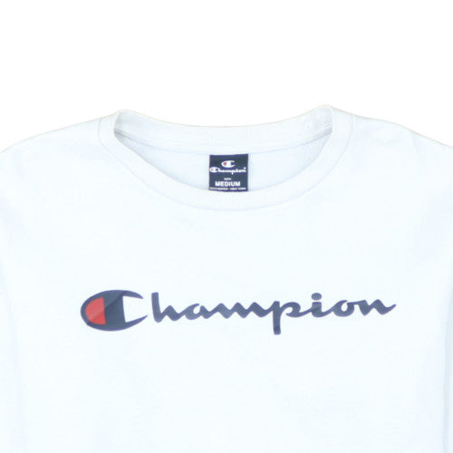 Champion Women White Medium Pullover Sweatshirt Cotton Logo