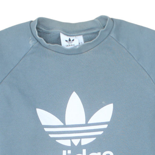 Adidas Mens Blue Logo Crew Neck Pullover Sweatshirt Size M