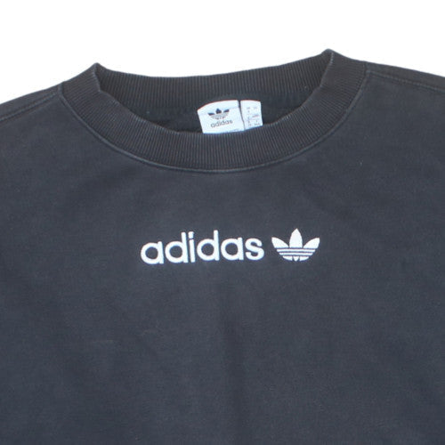Adidas Womens Black Crew Neck Pullover Sweatshirt UK 4 Logo Detail