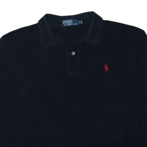 Ralph Lauren Men's Black Long Sleeve Cotton Polo Shirt Size L