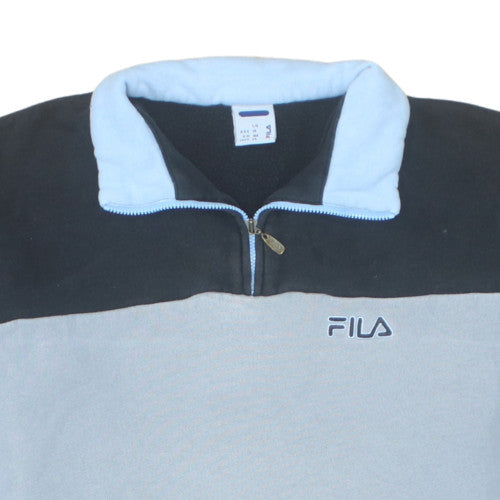 Fila Mens Grey Blue 1/4 Zip Fleece Sweatshirt Size 14 Teens