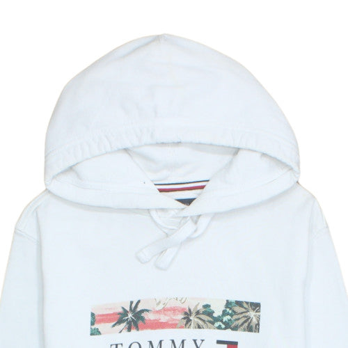Tommy Hilfiger Womens White Pullover Hoodie Small Organic Cotton