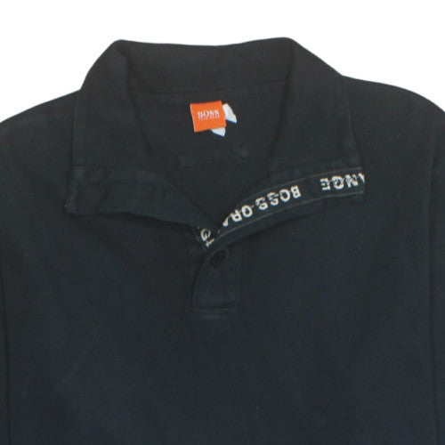 Hugo Boss Men's Black XL Henley Sweatshirt Long Sleeve Cotton