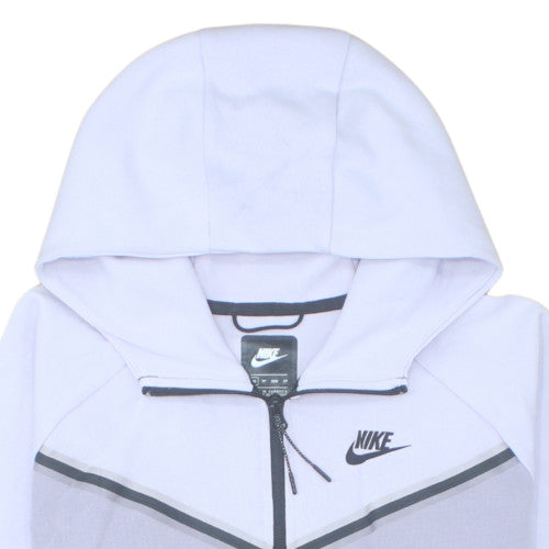Nike Womens White Grey Full Zip Hoodie XS - Athletic Fit