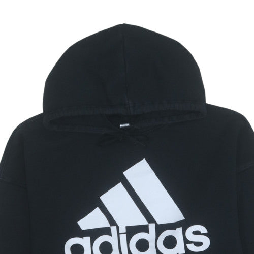 Adidas Men's Black XL Pullover Hoodie with Logo and Pockets