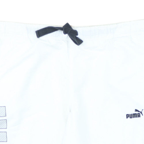 Puma Men’s White Sweat Shorts M Elastic Waist Casual Sportswear