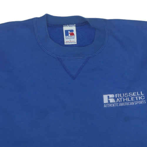 Russell Athletic Men's Blue Pullover Sweatshirt L Crew Neck Fleece Vintage