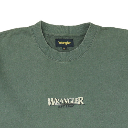 Wrangler Mens Green XL Crew Neck Cotton Sweatshirt Classic Logo