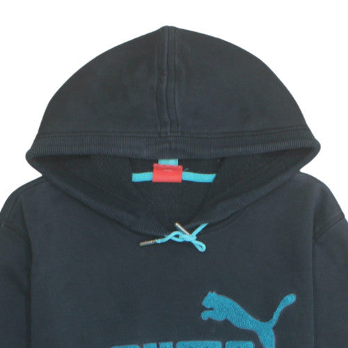 Puma Womens Black Pullover Hoodie M Cotton Blend Logo Hooded Sweatshirt