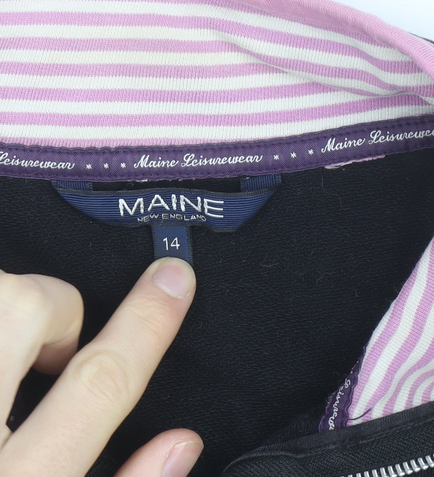 Maine New England Womens Black Track Jacket Size 14 Full Zip Activewear