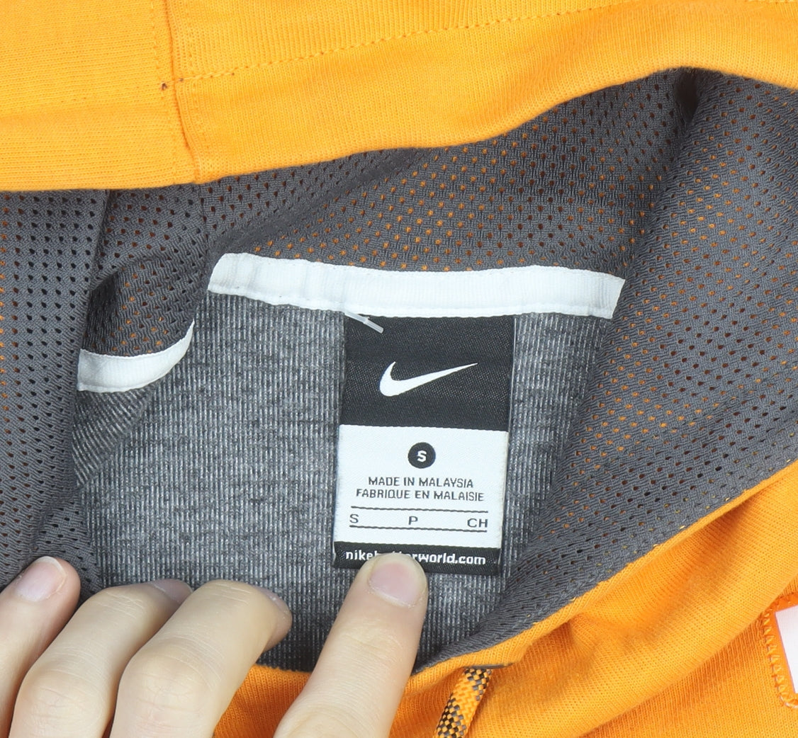 Nike Men’s Orange Grey Pullover Hoodie S Sports Lined Lightweight