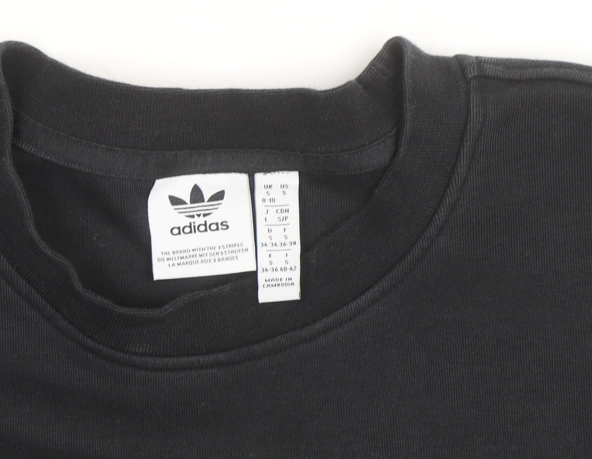 Adidas Women Black Crew Neck Pullover Sweatshirt Size S