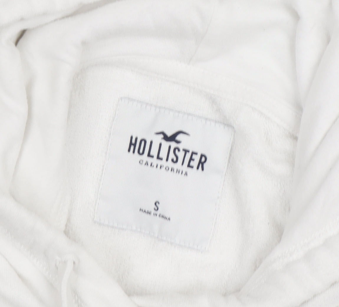 Hollister Women’s White Pullover Hoodie Small Drawstring Cotton Blend