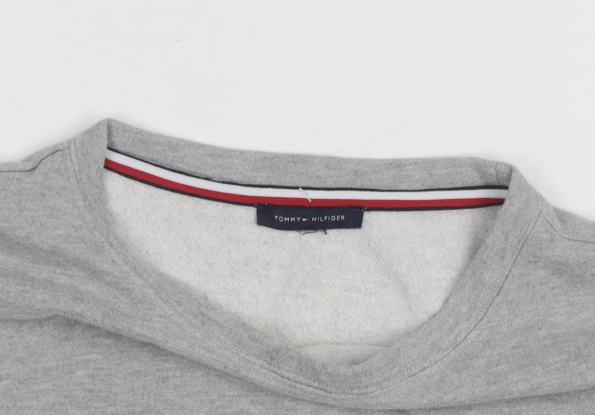 Tommy Hilfiger Women Grey Size M Pullover Sweatshirt with Lace-Up Accents