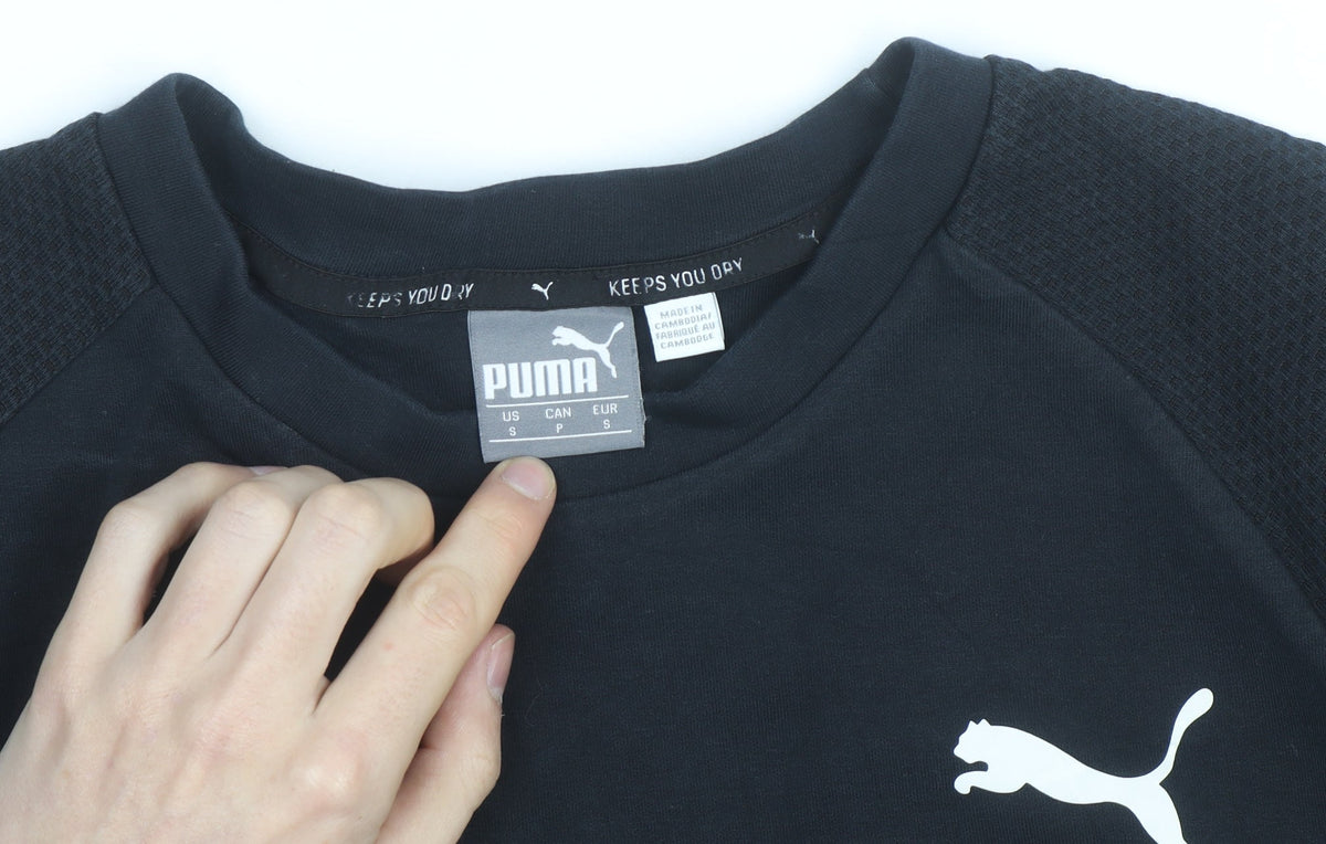 Puma Men's Black Small Crew Neck Pullover Sweatshirt