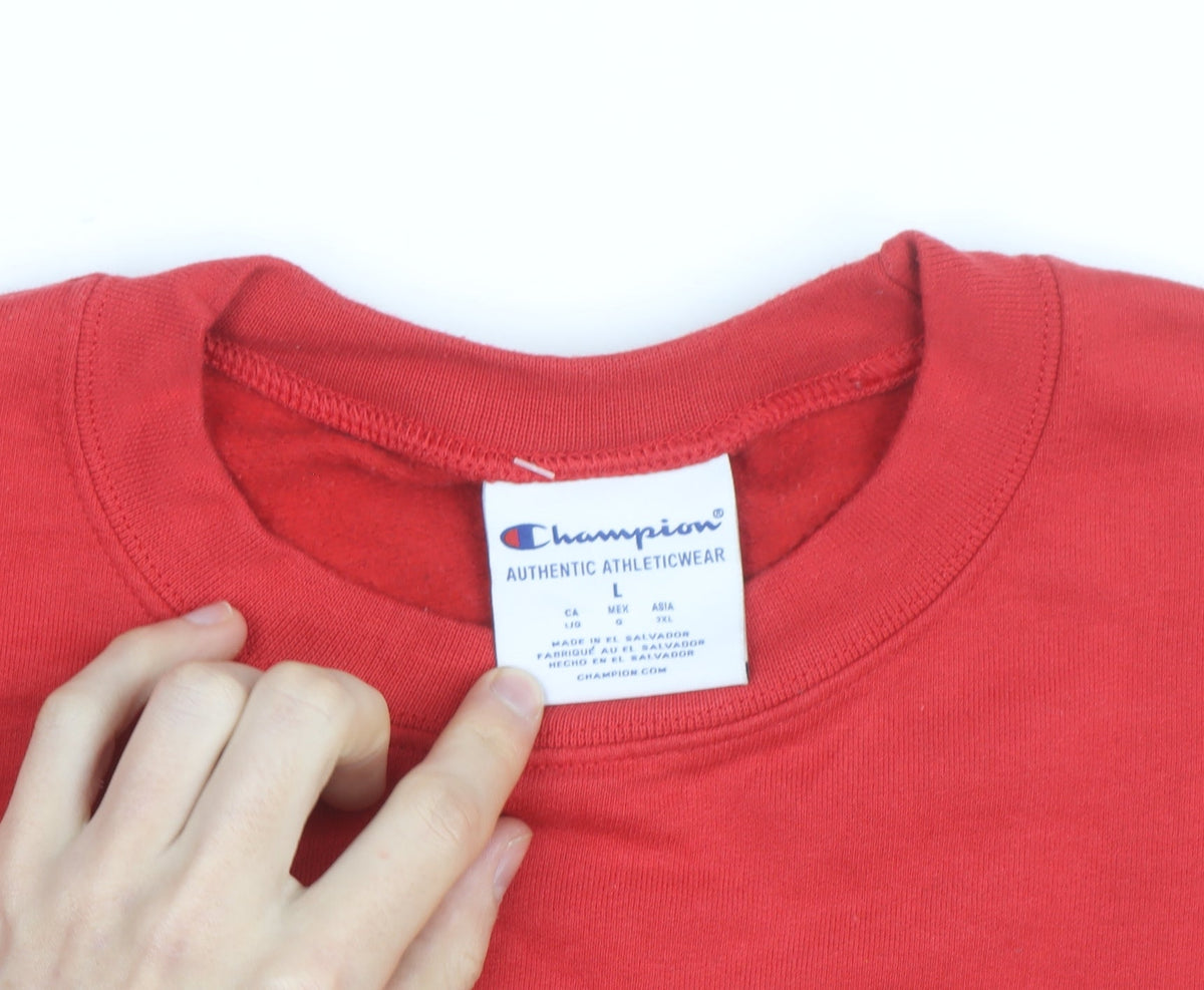 Champion Men's Red Ball State Pullover Crew Neck Sweatshirt L