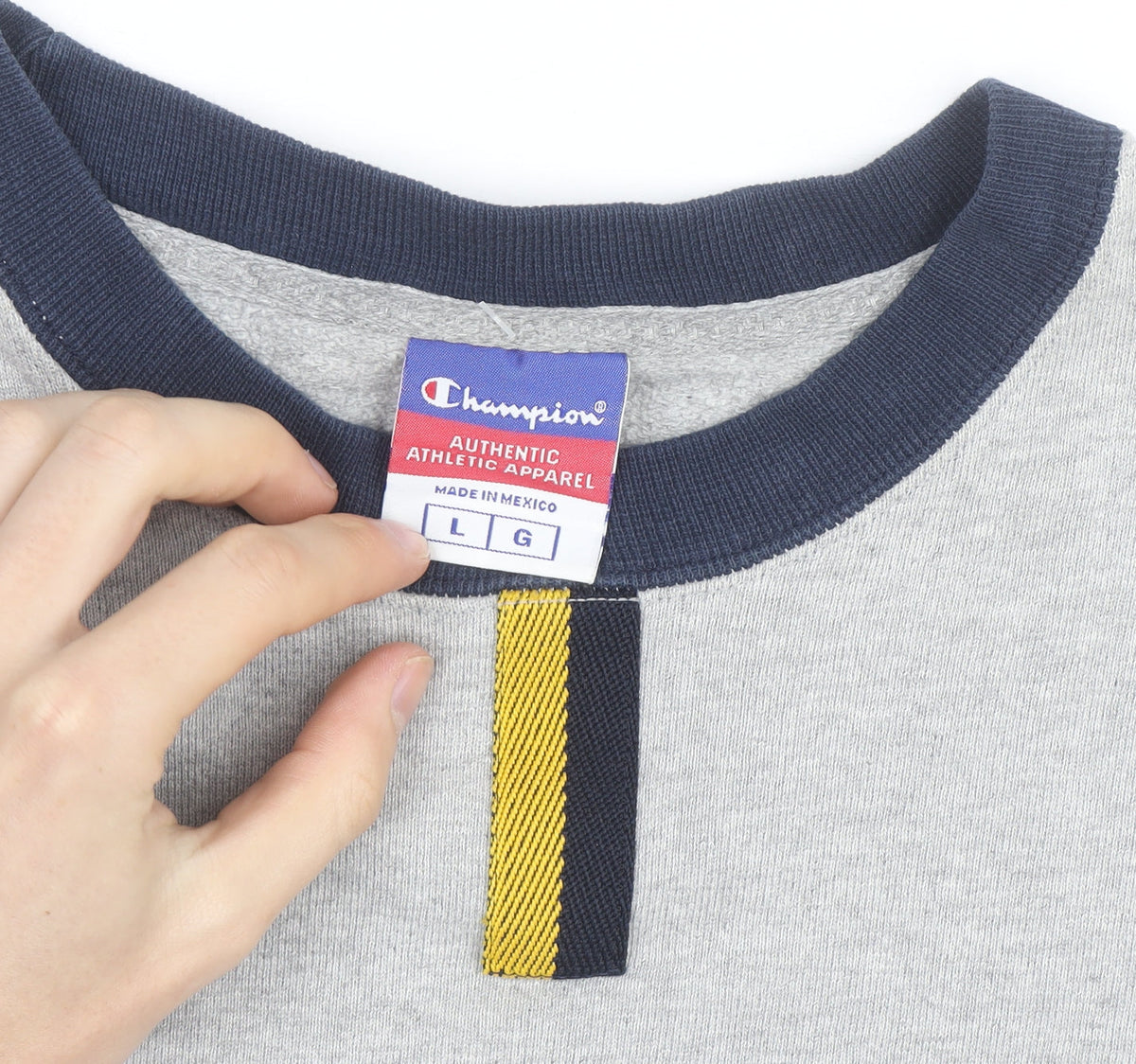 Champion Mens Grey Pullover Sweatshirt L Regular Fit Crew Neck