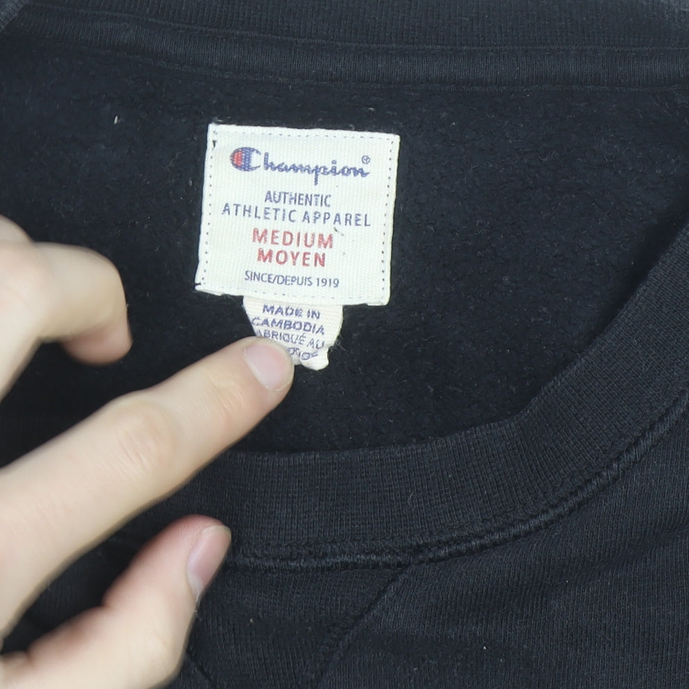 Champion Men's Black Pullover Sweatshirt Medium Embroidered Logo