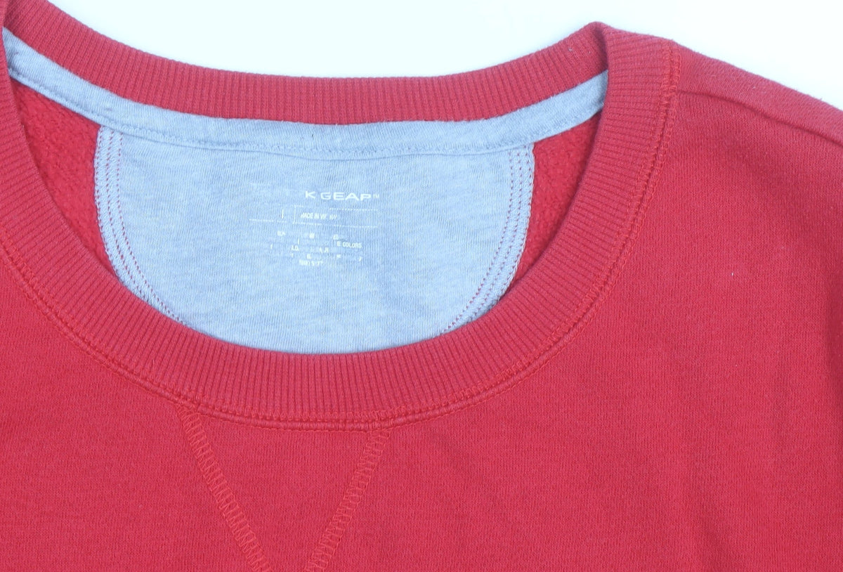 K Gear Men's Red Crew Neck Cotton Blend Pullover Sweatshirt Size L