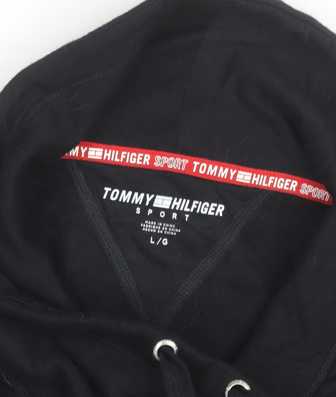 Tommy Hilfiger Men’s Black L Pullover Hoodie Logo Sports Fleece