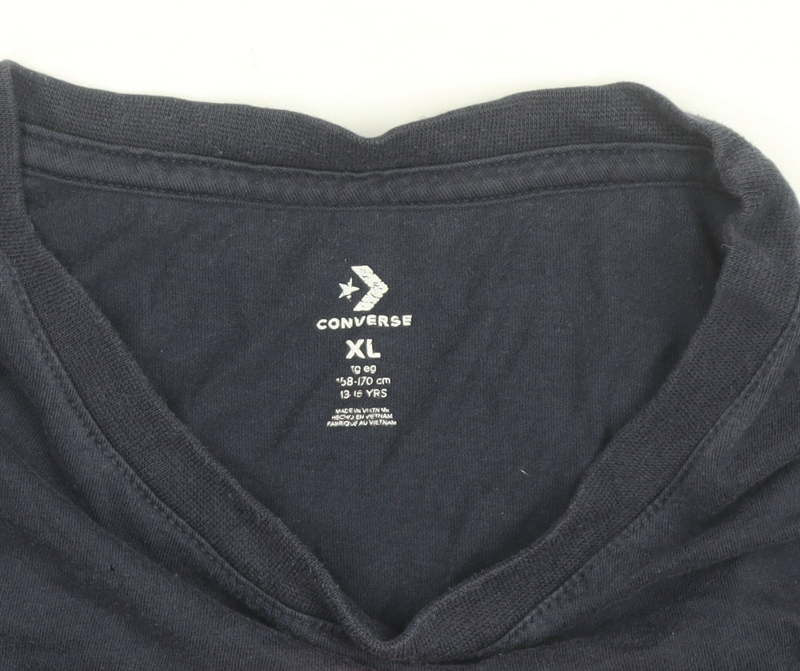Converse Boys Blue Logo Graphic T-Shirt XL 13-15 Years Short Sleeve