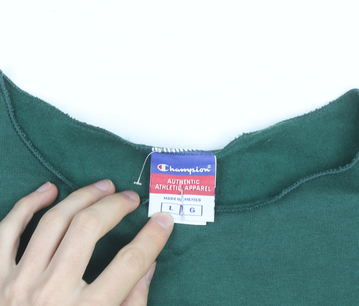 Champion Men's Green Pullover Sweatshirt L Regular Fit Crew Neck